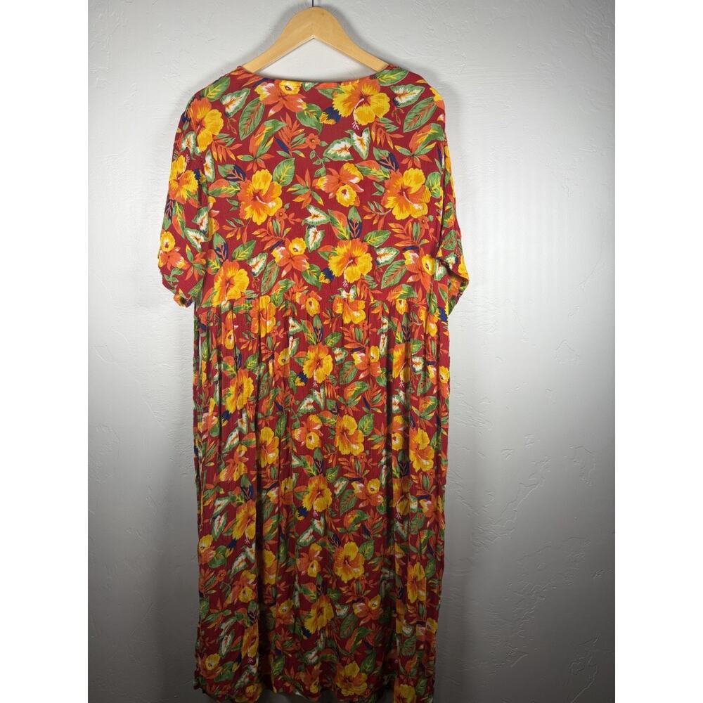 Women’s Cabernet Vibrant Summer Floral Size 1X Button Blouse BeltTie Maxi Dress - Picture 4 of 11